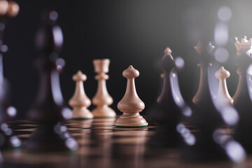 Chess figures on a black background