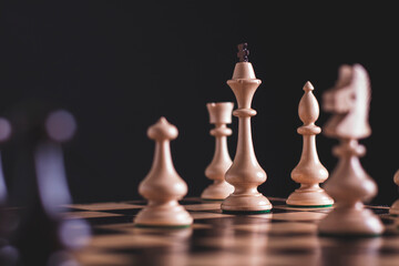 Chess figures on a black background