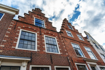 Fototapeta na wymiar Historical stepped gabled houses in Haarlem, The Netherlands