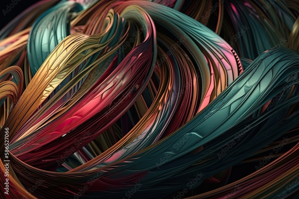 Poster close up of colorful wires intertwined together. generative ai