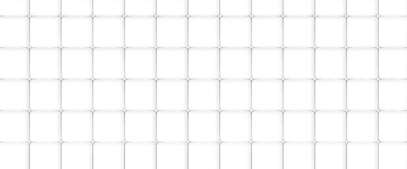 Panorama of vintage white brick tile wall pattern and background seamless, white stone wall with stripes texture and seamless background