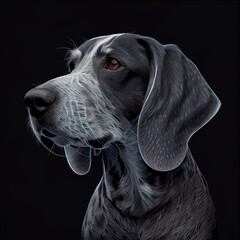 Bluetick Coonhounds Dog Breed Isolated on Black Background. Generative AI