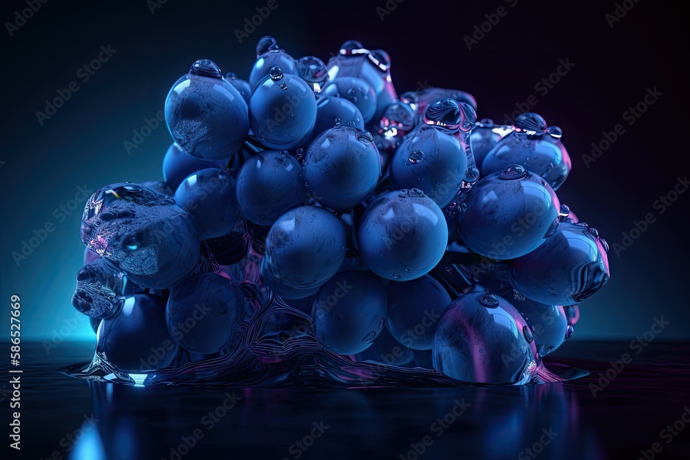 Poster blue grapes on a dark background