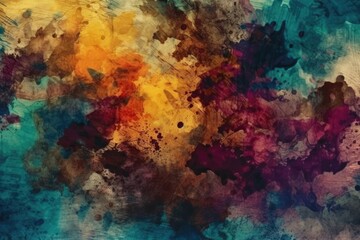 colorful abstract painting with various shapes and textures. Generative AI