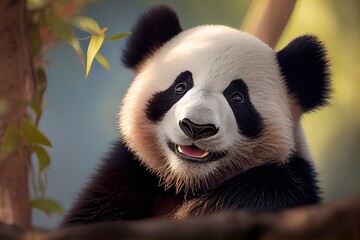 cute giant panda smiling