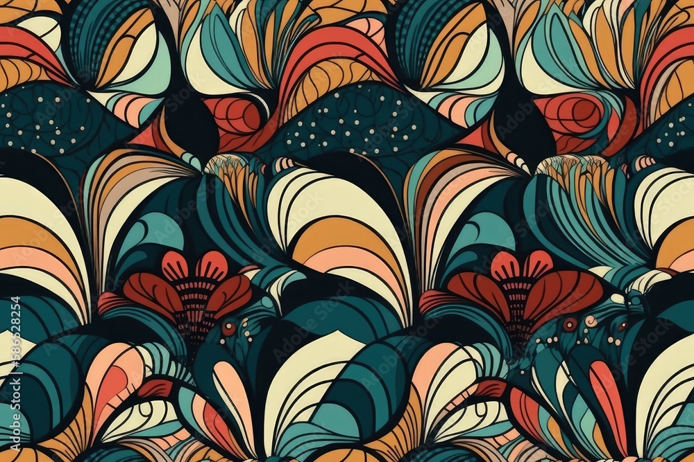 Poster vibrant and colorful pattern with a variety of hues and tones. generative ai