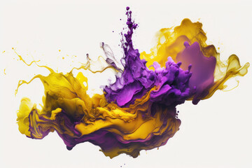 Abstract background. Colored paint, yellow and purple. AI generative.