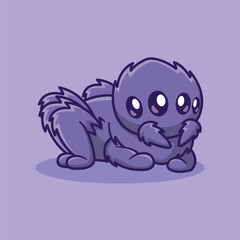 Fototapeta premium illustration of a cute spider animal in cartoon style, character design, sticker design, digital design, illustration art, children illustration, vector art, digital illustration, and line drawing 