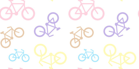 seamless summer pattern with colored bicycles. vector illustration