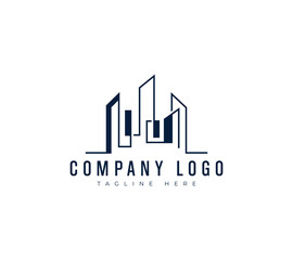City building logo design with a modern and minimalist concept.  construction, architecture, and real estate abstract for logo design inspiration Premium Vector collection