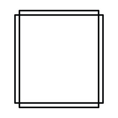 Square frame shape icon, vertical decorative vintage border doodle element for simple banner design in vector illustration.