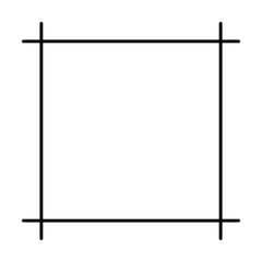 Square frame shape icon, vertical decorative vintage border doodle element for simple banner design in vector illustration.