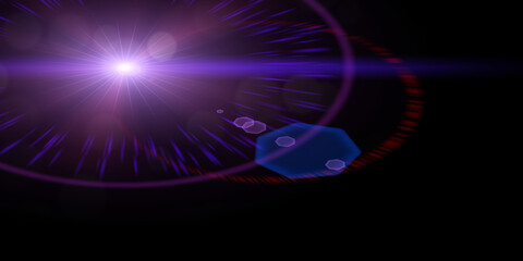 Abstract lens flare light over black background