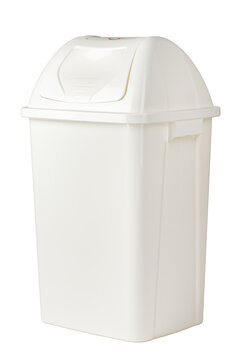 White plastic waste bin isolated on white