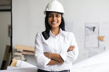 Indian female architect smling at the camera, Generative AI