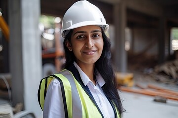 Indian female architect smling at the camera, Generative AI