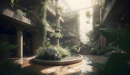 Obraz premium Epitome of biophilic design, generative ai