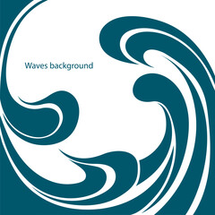 Abstract blue illustration on white background. Vector pattern. Art line ornament. Water Wave Logo abstract design