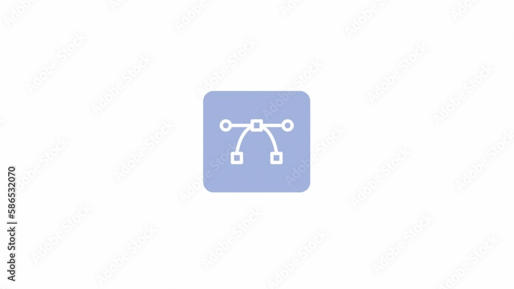 Poster animated graphic design button. create visual content software. flat cartoon style icon 4k video foo