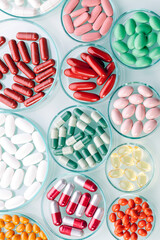 The composition capsules on a white background