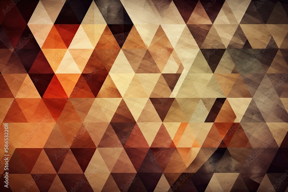 Poster vibrant and geometric abstract background composed of colorful triangles. generative ai