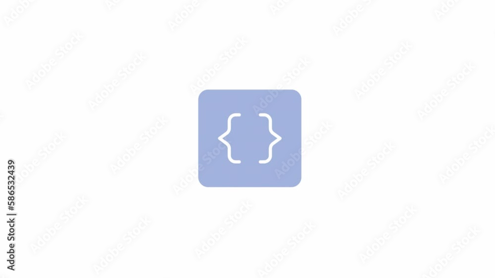 Poster animated curly braces button. brackets for programming. flat cartoon style icon 4k video footage for