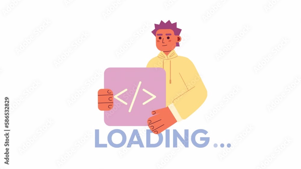 Aufkleber animated computer coder loader. programmer, developer. flash message 4k video footage. color isolate