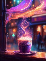 Cosmic Dream as a Sparkling Pink Galaxy Cup Drink Generated by AI