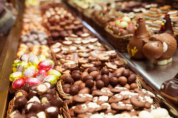 delicious chocolate sweets on counter