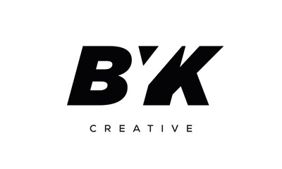 BYK letters negative space logo design. creative typography monogram vector - obrazy, fototapety, plakaty