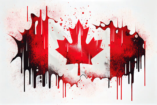 Canada flag grunge painted background. Generative Ai