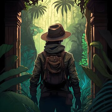 adventurer exploring the jungle