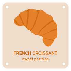 Simple croissant homemade, croissant shop and bakery, pastry logo, badges, labels, icons and signs.