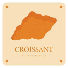 Simple croissant homemade, croissant shop and bakery, pastry logo, badges, labels, icons and signs.