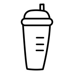 Fitness Glass Icon. Vector Illustration of Sports Glass with Lid and Straw. Training container.