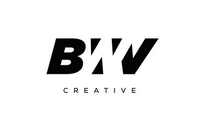 BWV letters negative space logo design. creative typography monogram vector