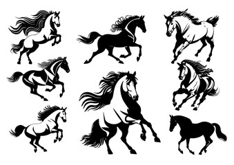 Set of horses illustration