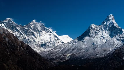 Crédence de cuisine en verre imprimé Lhotse The Himalayas showing Mount Everest, Lhotse and Ama Dablam