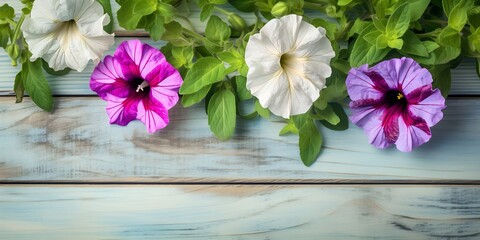 Petunia Flower On Pastel Colored Wooden Table Background | Generative AI Artwork