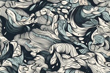 black and white ocean waves. Generative AI