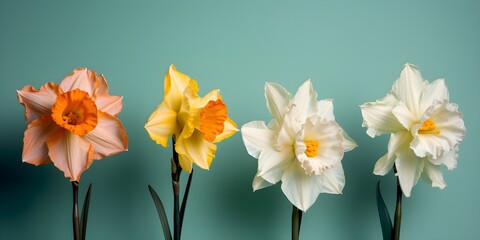 Fototapeta premium Narcissus On Pastel Colored Wall Background | Generative AI Artwork