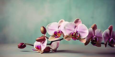 Orchid Flower On Pastel Colored Wall Background | Generative AI Artwork