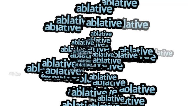 animated video scattered with the words ABLATIVE on a white background