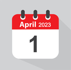 April 1. calendar icon. - vector, illustration,flat style.