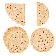 Traditional Indian Food Chapati The Phooli Roti, Fulka, Indian Bread, Flatbread, Flat Bread, Chapathi, Wheaten Flat Bread, Chapatti or Chappathi Vector eps 10. Perfect for wallpaper or design elements