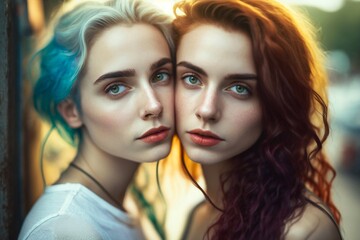 Two young girl. Generative AI