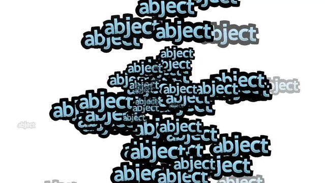 animated video scattered with the words ABJECT on a white background