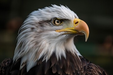 Obraz premium majestic bald eagle in a portrait style against a dark background. Generative AI
