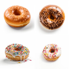 donut, food, donuts, sweet, dessert, cake, isolated, chocolate, pastry, doughnut, white, bakery, breakfast, snack, delicious, baked, icing, sugar, pink, sprinkles, glazed, round, doughnuts, colorful, 