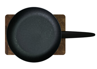 Frying pan for cooking on plate
